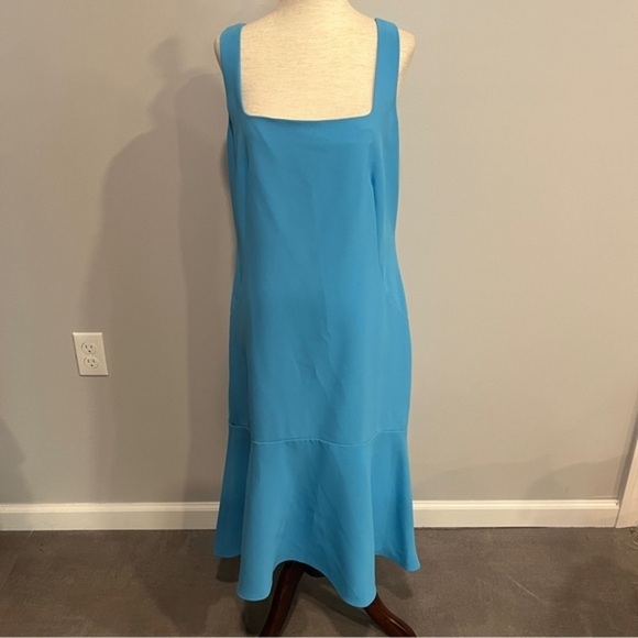 Ann‎ Taylor Blue Square Neck Sleeveless Blue Dress 10 - Picture 1 of 8